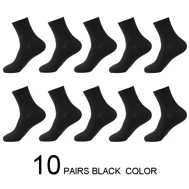 Мужские носки из чесаного хлопка, дышащие, в деловом стиле, простые, в полоску, повседневное платье, носки для мужчин, 10 пар/лот, размер: 39-44, носки, обувь, сезоны - Цвет: Зеленый