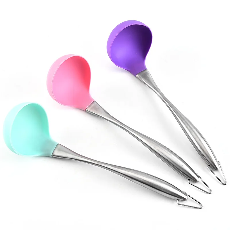 

Kitchen Tools Long Handled Soup Spoon Silicone Nonstick Anti High-Temperature Cooking Tools Heat-resistant Kitchen Supplies