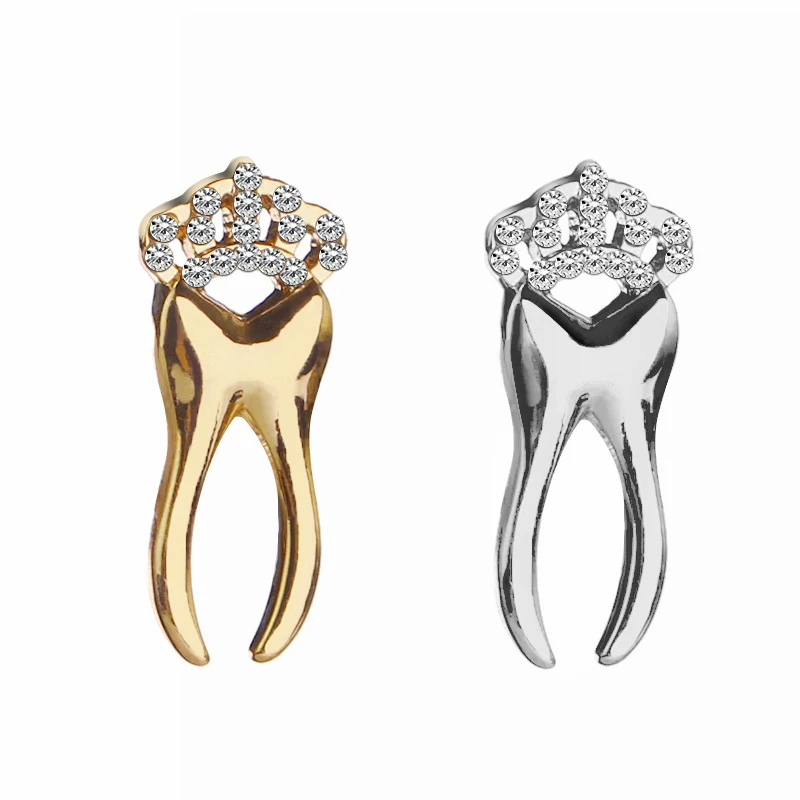 

ZRM Fashion Charm Crown Tooth Shape Brooch Alloy Crystal Brooches Dentist Gift Women Girls Suit Dress Party Clothes Accessories