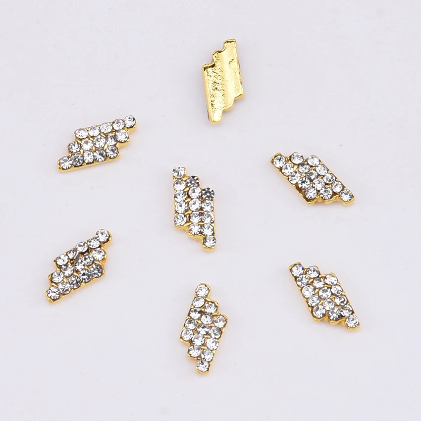 10pcs Crystal gold metal nail jewels rhinestones leaf design charms decorazioni unghie nail parts design materials Y1311~Y1316