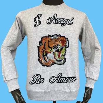 

Seestern Brand New Men APPLIQUE embroidery Tiger Blind For Love Letter gentleman Hoodies sweatshirts autumn winter man clother
