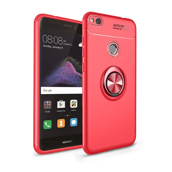 Huawei P8 P9 Lite чехол для Honor 8 Lite чехол для телефона с магнитным кольцом для huawei GR3 - Цвет: Красный