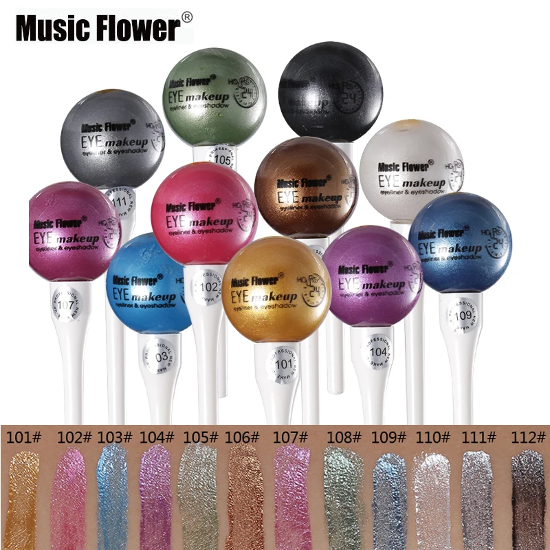 Music Flower брендовая блестящая жидкая подводка для глаз в форме леденца, водостойкий макияж, одноцветная белая подводка для глаз, косметический карандаш