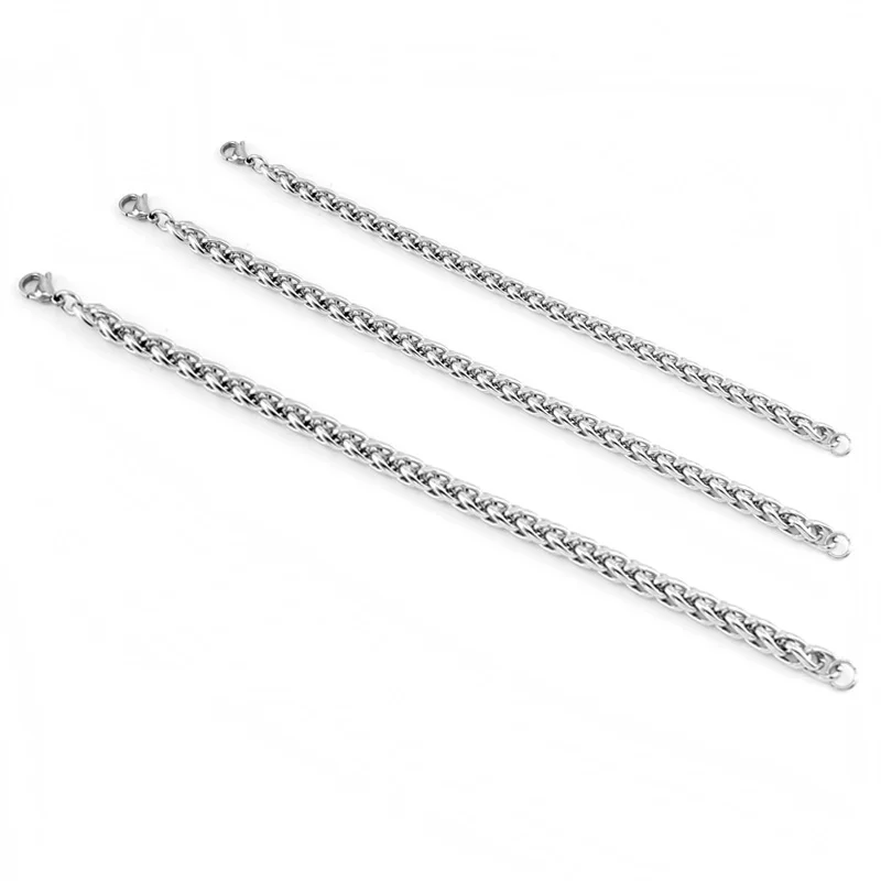 Нержавеющая сталь Для Мужчин's Для женщин оплетка цепь с плетением "Колос" браслет 4/5/6 мм плетеный браслет высокого качества