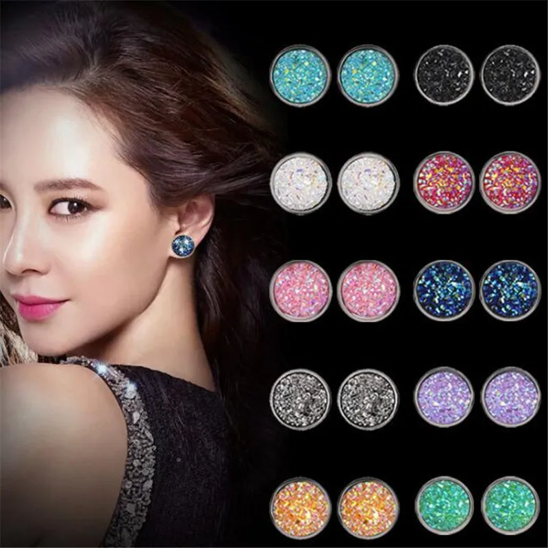 

Popular Genuine Round Frosted From Austrian Multicolor Stud Earrings Wholesale Fashion For Women Jewelry Luxury Stud Earrings