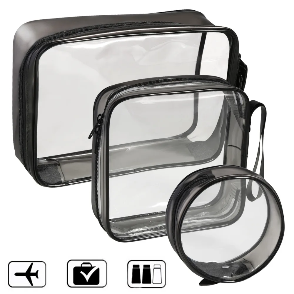

3pcs/set Cosmetic Bag Waterproof MULTIFUNCTIONAL Luggage Pouch Bag Transparent Strong PVC Travel Makeup Bags with Sturdy zipper