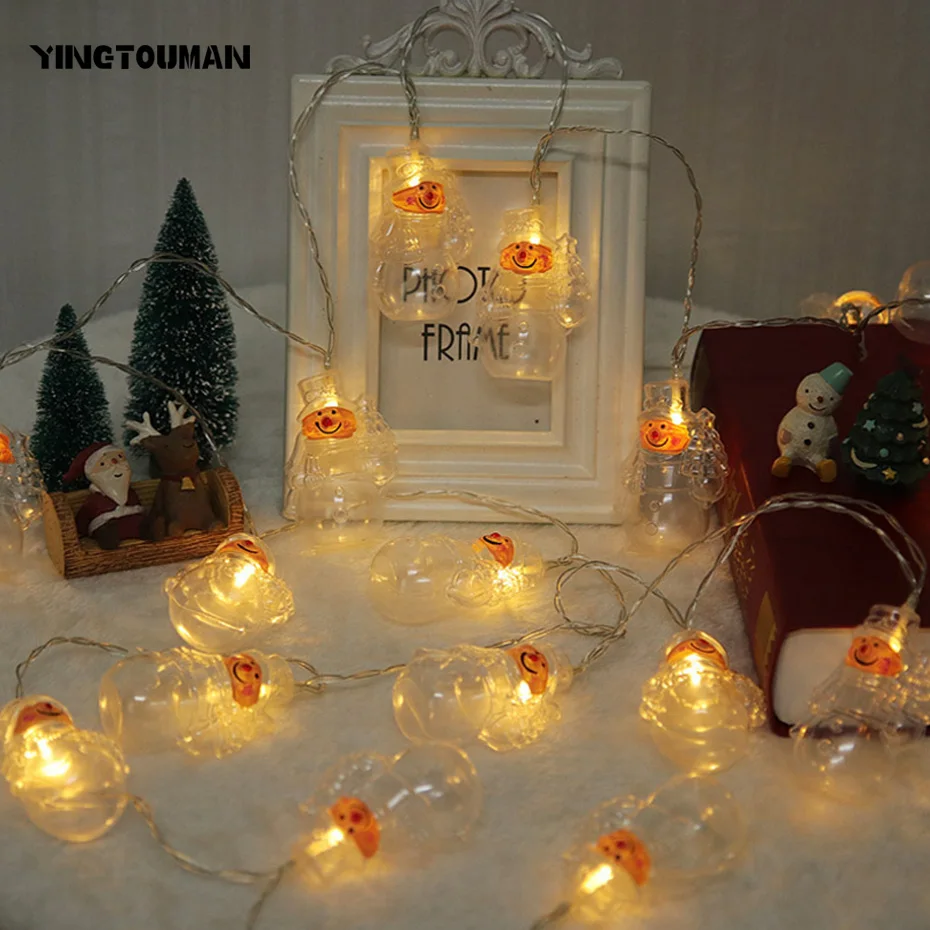 Yingtouman Санта лампы 4 м/8 м 20LED/40led Батарея гирлянды строка Рождество огни Фея Xmas партия Сад свадебные украшения