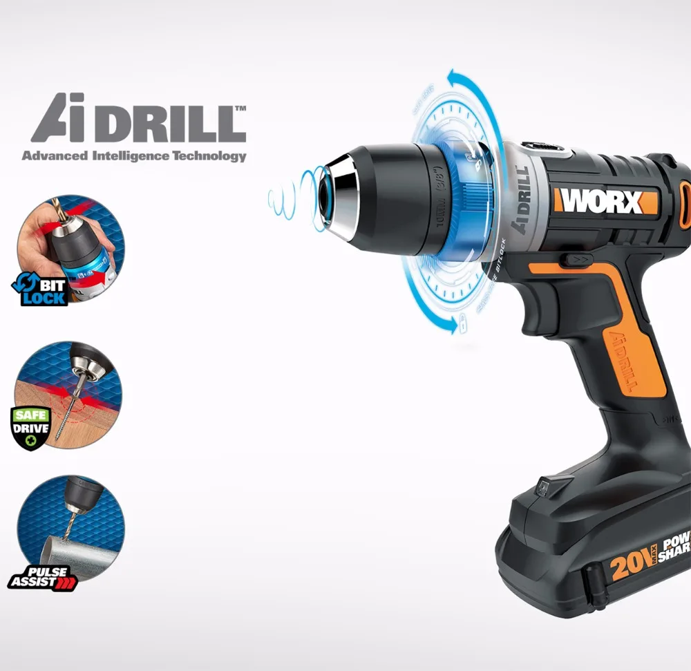 

WORX WX178 20V Max Advanced Intelligence Lithium-Ion Cordless LED Ai Drill Aotu chuck cordless screwdriver ,dremel