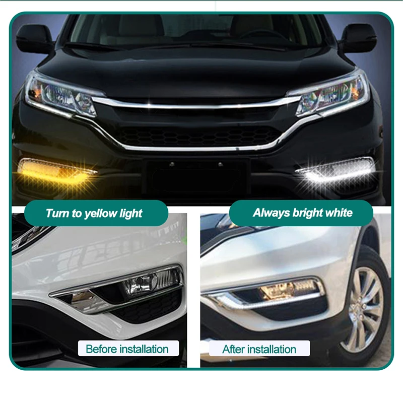 2 шт. DRL дневный ходовой светильник для Honda CRV CR V 2015 2016 15 16 ABS + светодиодная