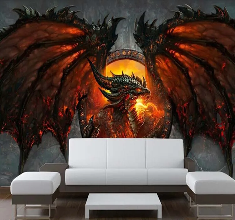 3D Dragón de Fuego foto wallpaper Personalidad Personalizada Gran Fondo
