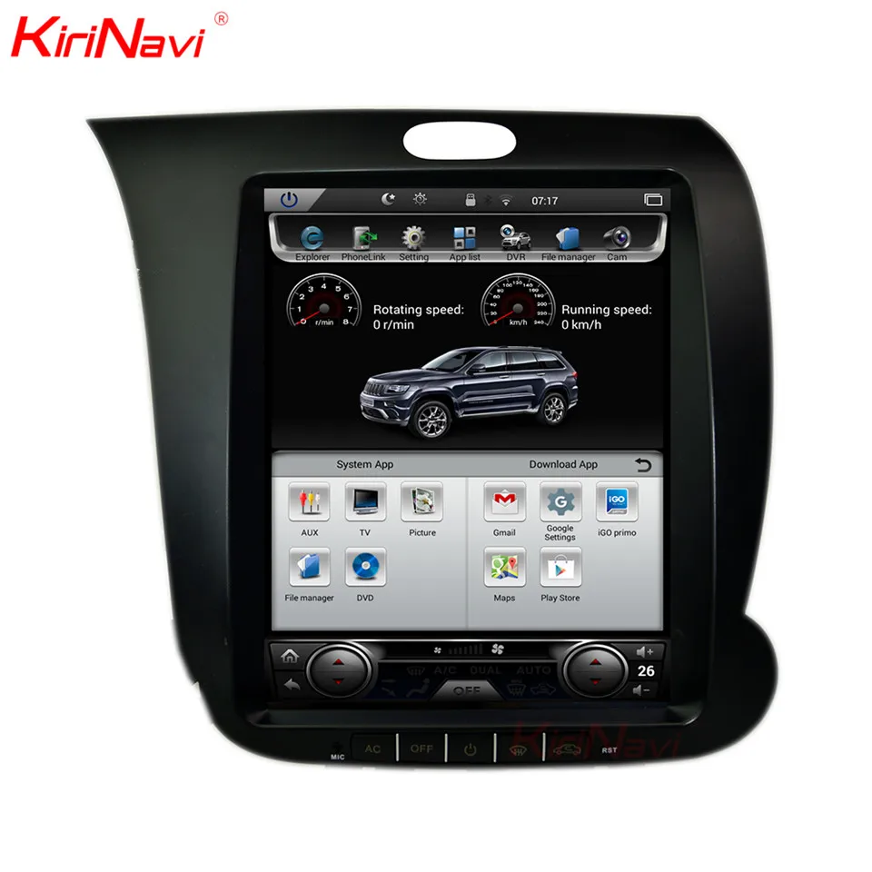 Sale KiriNavi Vertical Screen Tesla Style 10.4 Inch 2 Din Car Radio DVD for For Kia K3 GPS Navigation Android 7.1 With Wifi Bluetooth 3
