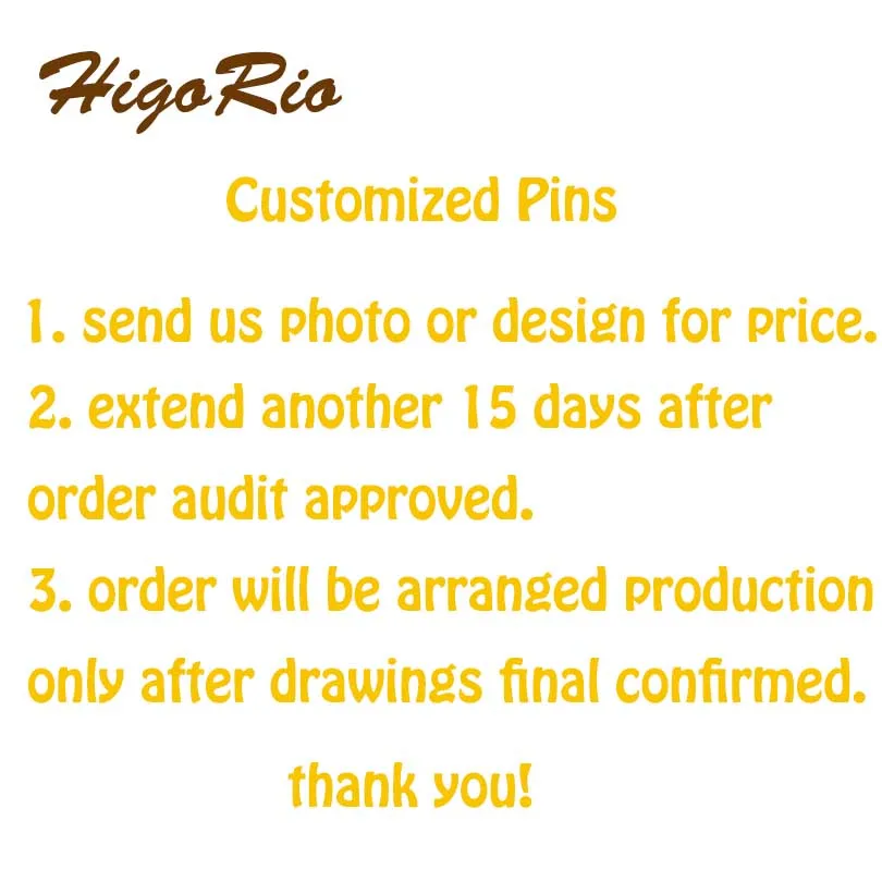

HigoRio Factory Customized Metal Enamel Lapel Pins and Badges Brooch MOQ100pcs/Design for a Start