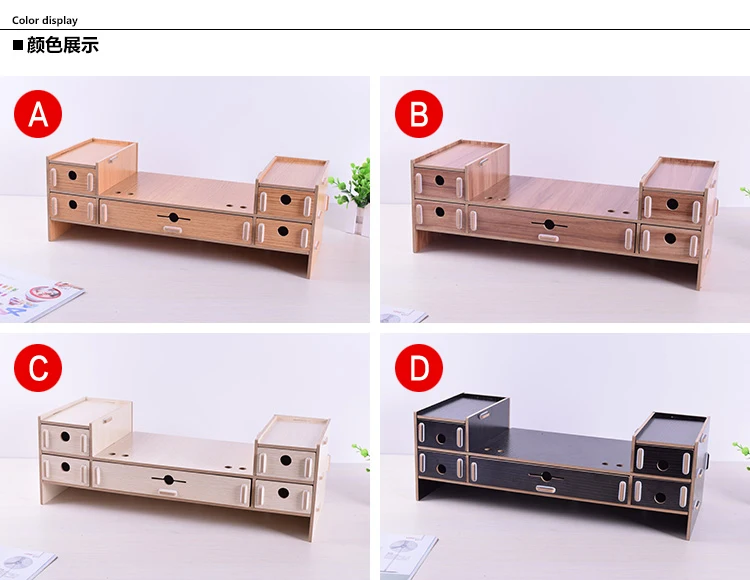 Регулируемый Деревянный компьютерный монитор стояк Стенд 5-ящик Рабочий стол органайзер с ручкой слоты, клавиатура письмо лоток держатель файла