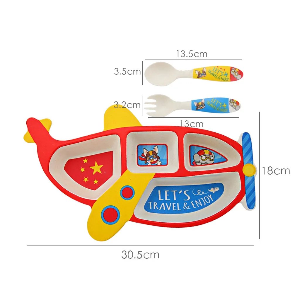 Три набора бамбукового волокна хозяйственная тарелка набор посуды против падения для ребенка посуда Удобная пшеничная тарелка