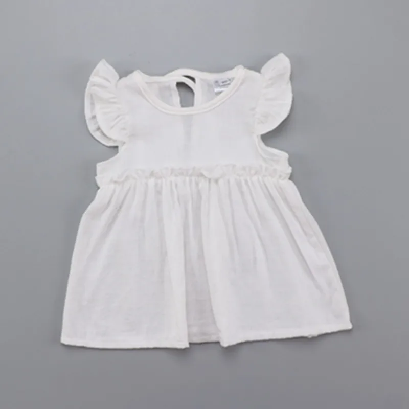 LILIGIRL Ruffle Sleeve Kids Summer Dress for Girls Blouses Tops Linen Elegant Princess Party Dresses Baby Shirts Clothes