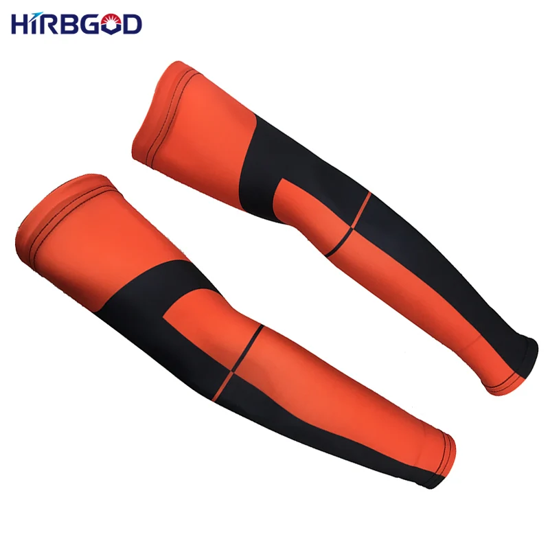 HIRBGOD Retro MTB Red Black Cycling Arm Warmers UV Protection