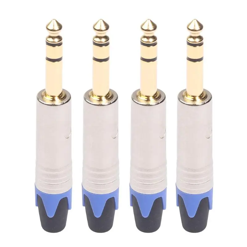 

4pcs 6.35mm 6.5mm Jack Male Plug Stereo Connector Adapter for Microphone