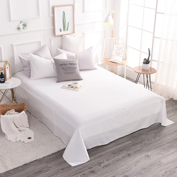 

High quality 100% cotton modern style Hotels bedding pure white satin 3 Pcs bed sheet pillowcase Home Textiles 5 Size super soft