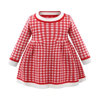 

Girls Pink Winter Dress Knitted Dress Clothes Plaid Kids Toddler Clothes for Girls Princess Girls Warm Dresses Christmas Dresses