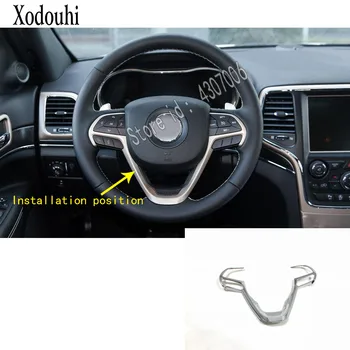 

For Jeep Grand Cherokee 2014 2015 2016 2017 2018 2019 Car Detector ABS Chrome Steering Wheel Interior Kit Trim Lamp Frame Parts