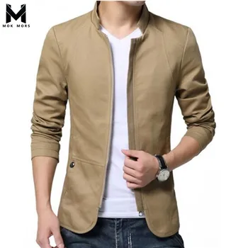 

2018 Men's New High Quality Solid Color Stand Collar Men Jacket Fashion Casual Zipper Slim Long Sleeves Mens Jackets And Coats