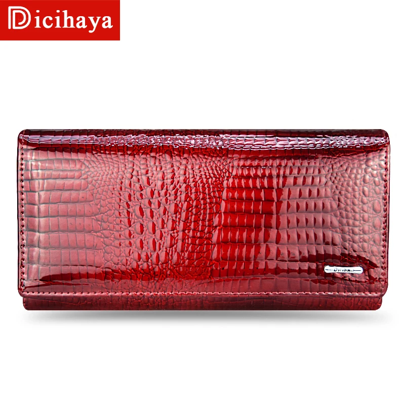 DICIHAYA Genuine Leather Women s Wallets Leather Long Ladies Double Zipper Wallet Clutch Bag Design Purse