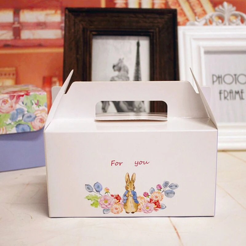 20шт милый кролик кекс коробка с ручкой День рождения кекс коробки Emballage Кубок Торт Свадебный торт коробка упаковка