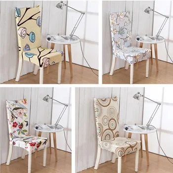 

Removable Stretch Elastic Floral Print Chair Cover Home Dining Chair Covers Spandex Hotel Banquet Seat Covers Universal