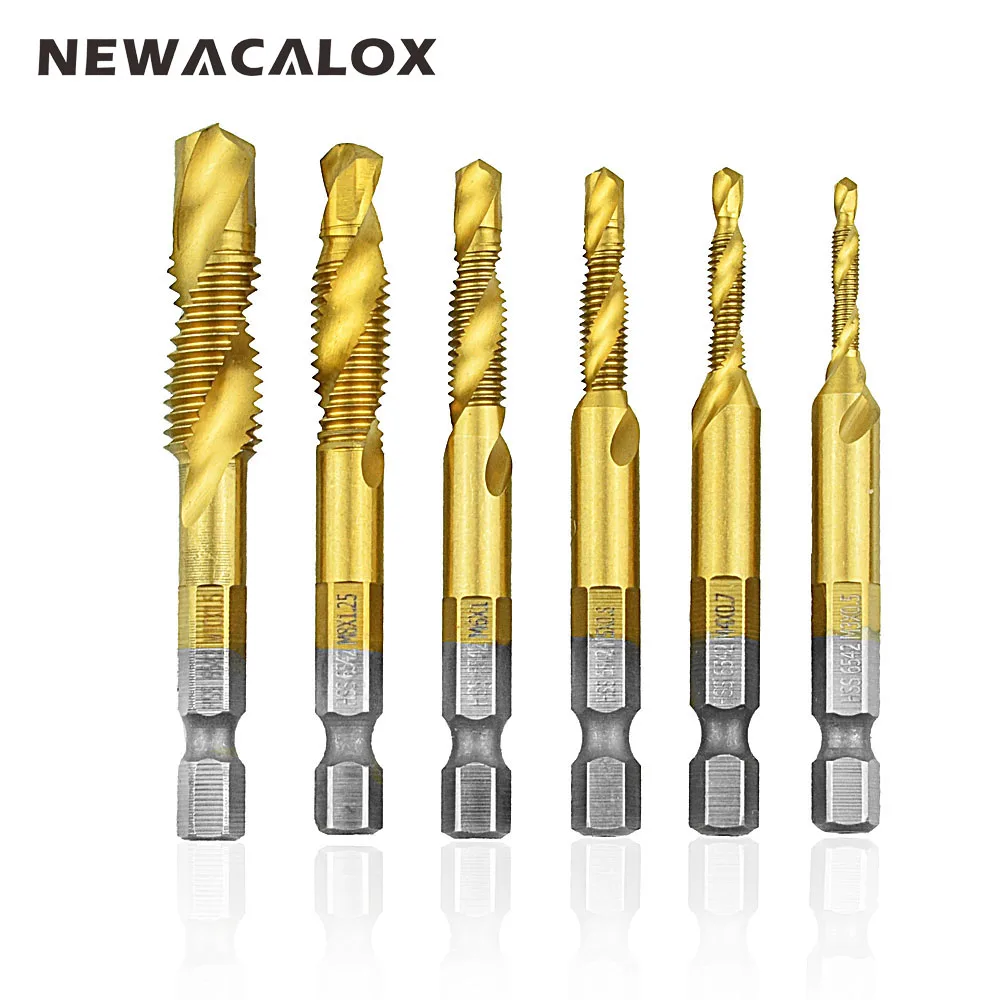 

NEWACALOX 6PCS/Set HSS Twist Drill Bit M3 M4 M5 M6 M8 M10 Metal Electric Drill Bit Set High Speed Steel Wood Drills Power Tool