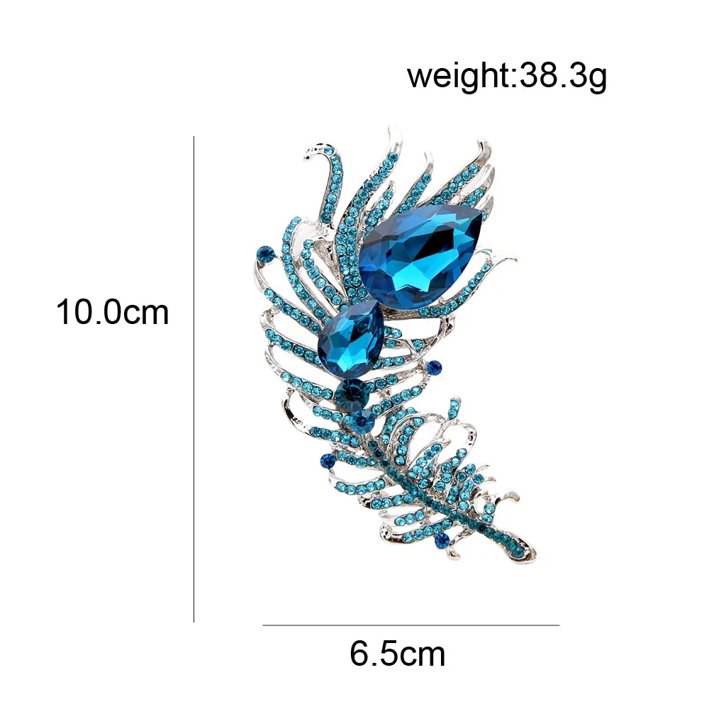 Женская брошь CINDY XIANG в виде пера с кристаллами синего цвета, аксессуар для пальто, украшение для свадьбы, вечеринки, подарок