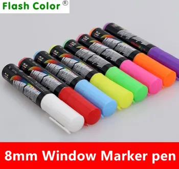 

Flashcolor Liquid Chalk Marker Pens Erasable Multi Colored Highlighters LED Writing Board Glass Window Art 8 Colours Marker Pens