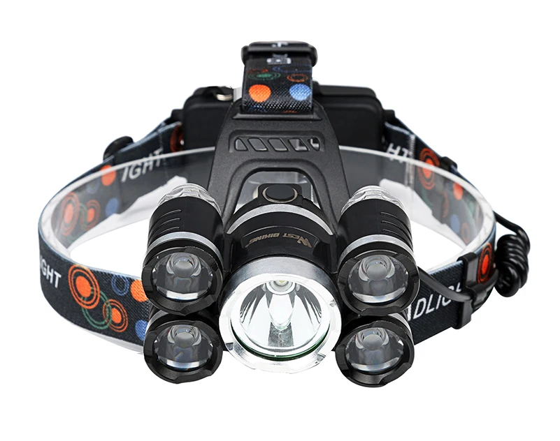 Top WEST BIKING Bike 5LED Headlamp Super Bright Gold Zoomable 4Modes Waterpoof T6 Cycling Head Light USB Recharge Bicycle Head Torch 16