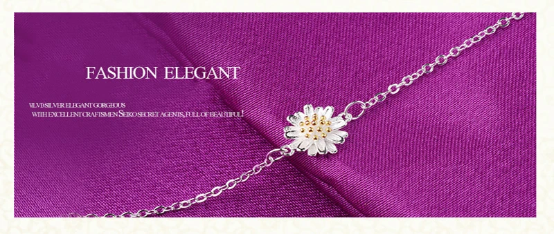 Qevila Jewelry Anklets Plated 925 Sterling Silver Elegant Daisy Flower Ankle Bracelets for Women Barefoot Sandals Summer Fashion (8)