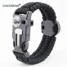 5 в 1 плетеный браслет, многофункциональный компас с Паракордом, браслет для выживания, открытый, для кемпинга, спасательный, аварийный, веревка, браслеты для мужчин