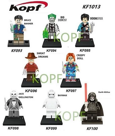 

KF1013 Horror Theme Movie Boomstick Baymax Bruce Banner Blo Exorcist Jack Skellington Building Blocks Toys for children Gift