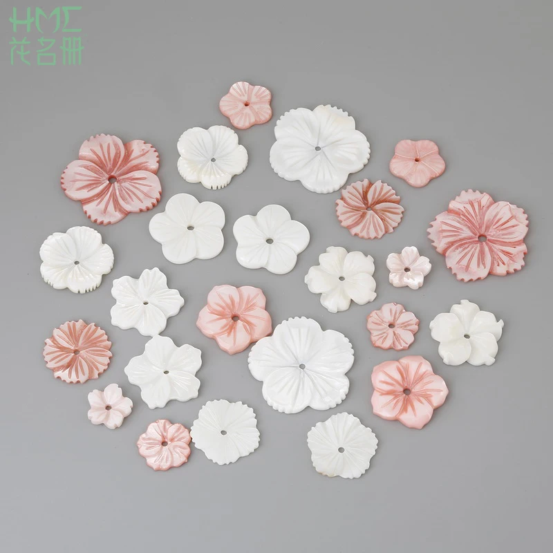 

5pcs/bag Laser Cut Natural Shell Charm Pendant for DIY Jewelry Findings Making White & Pink Shell Drops Charms Fit Women Jewelry