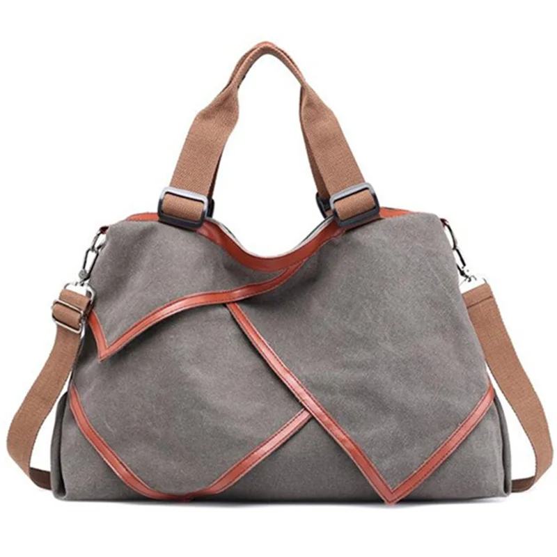 JHD-многофункциональная Лоскутная Холщовая Сумка большой емкости дамская сумка на плечо простой стиль дорожная сумка - Цвет: Gray