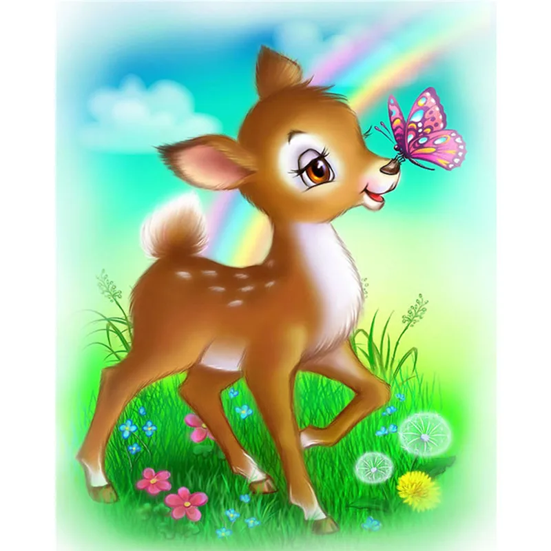 

Cartoon Lovely Deer DIY 5D Diamond Painting Resin Drill Embroidery Cross Stitch Kids Painting Hobbies Birthday Decoration