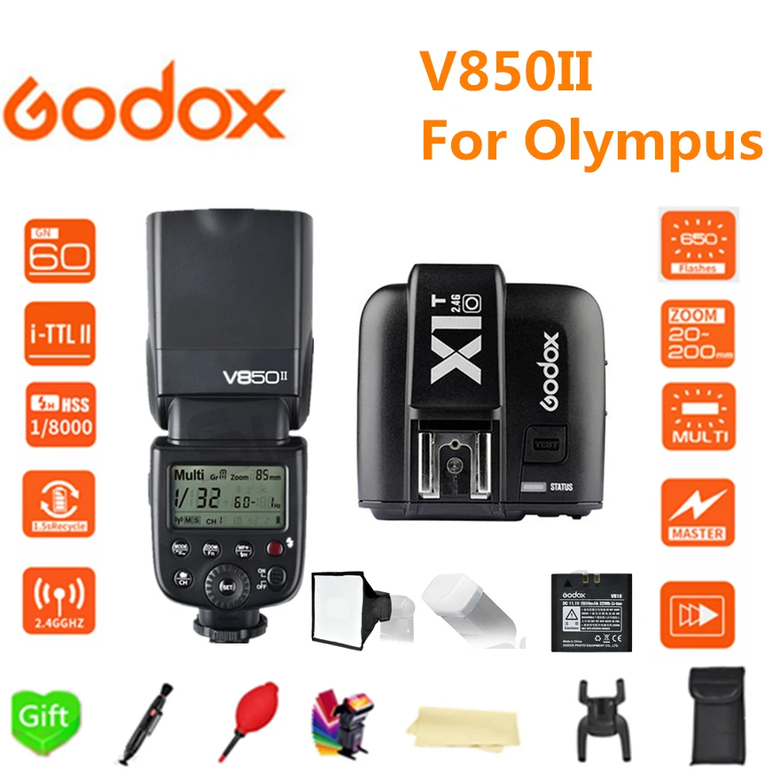 Беспроводная вспышка Godox V850II GN60 2 4G для X System HSS + триггер фотоаппаратов Canon Nikon Sony FUJI
