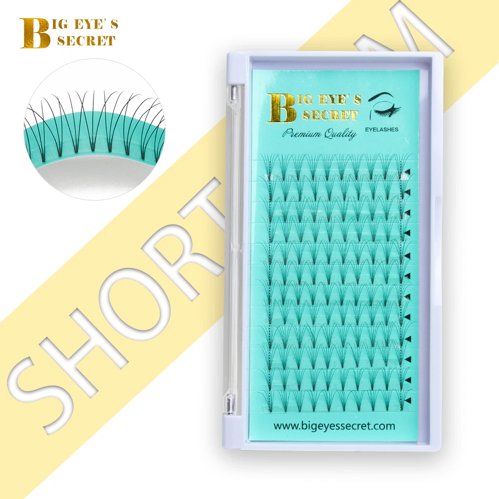 

BES Short Stem 3D-6D Russian Premade Volume Fans Eyelashes Extension C D Curl 0.07 Thickness Heat Bonded Eyelashes Makeup Tools