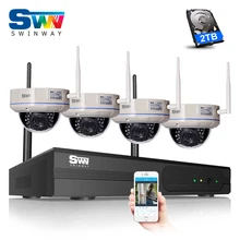 P2P 1080P HD Outdoor Vandalproof Dome WFI IP Camera Plug And Play 4CH Wireless NVR Security CCTV System Mobile APP Remote View