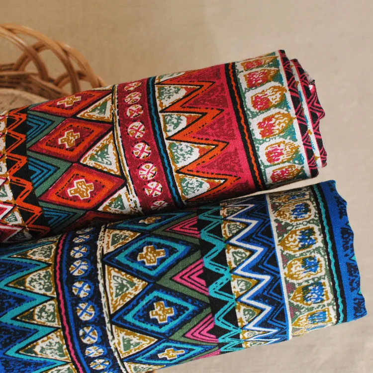 Linen Fabric Flowers Ethnic Push Patchwork Quilting Fabrics Bundling