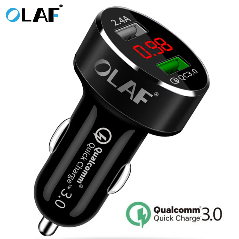 

OLAF LED Digital Display Quick Charge 3.0 Car Charger 5V3A QC3.0 Fast Charging Car-charger Dual USB Car Mobile Phone Charger