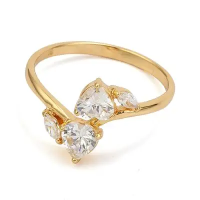 Женский сердце стиль желтое золото цвет 1,8 CT бриллиантовая огранка класс AAA кубический циркон камни обручальное кольцо(110730-03