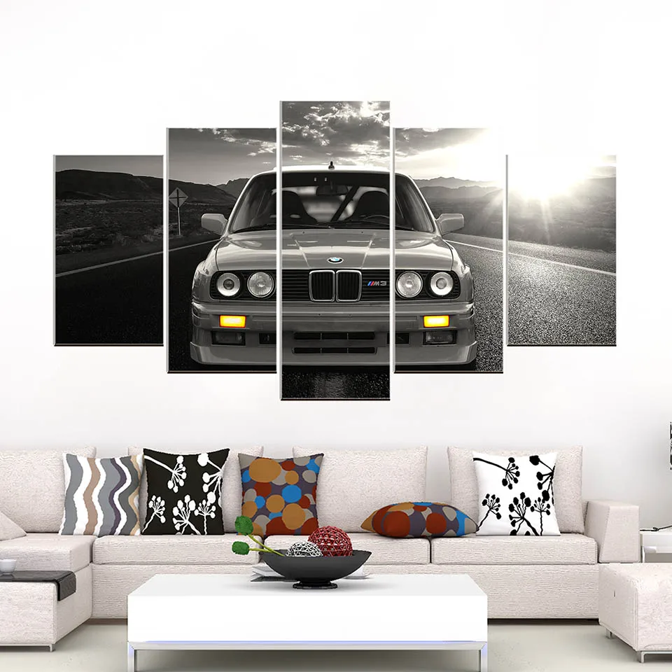 5 панель BMW спортивный автомобиль живопись Домашний Декор для гостиной картина стены Искусство Холст современная работа YK-1240