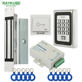 

RAYKUBE Electric Magnetic Lock 180KG/280KG Access Control System Kit + Metal FRID Keypad +Exit Button+RFID Key Fobs