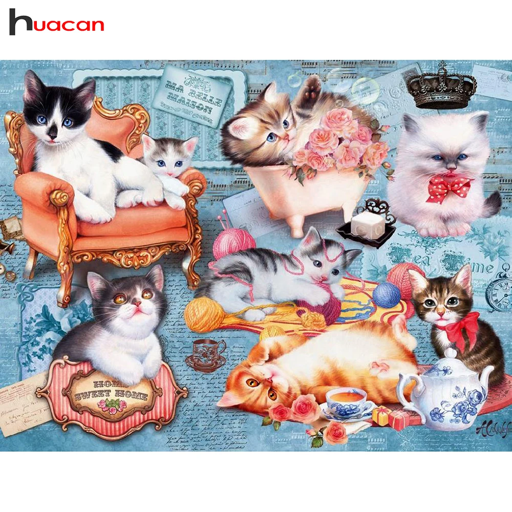 

Diamond Embroidery Animals Diamond Painting Cross Stitch Cat Diamond Mosaic Full Square Resin Drill Pattern Picture Rhinestones