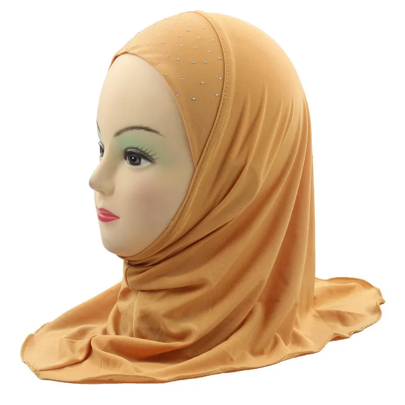 Красивые мусульманские хиджабы для девочек, мусульманские шали, красивые сверла, простой стиль, около 45 см, для девочек от 2 до 7 лет