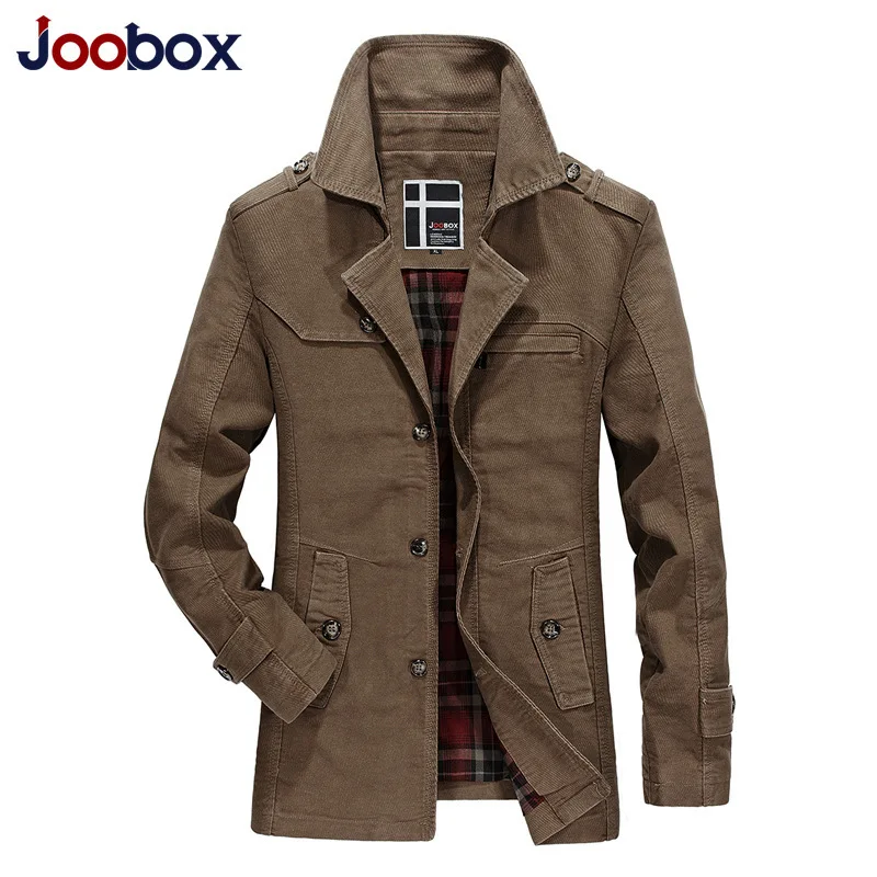 Бренд joobox 2018 Cotton100 % Мода Длинный плащ для мужчин осень цвет хаки ветровка экoкoжa