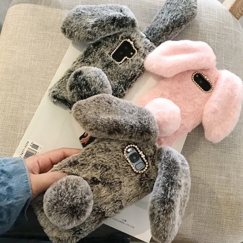 

Soft Rabbit Hair Phone Case for Samsung Galaxy S10 Plus S10e S8 S9 S6 S7 Edge M30 M20 M10 A50 A30 A10 A8s A6s Note 9 8 5 Shell